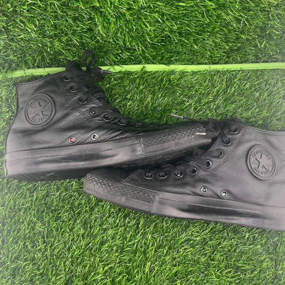 Converse Chuck Taylor All Star Leather High Top Sneakers Black Mens 7.5 Womens 9 - Picture 10 of 12